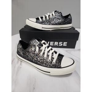 NEW SIze 7.5 - Converse CTAS OX Black/Egret Women's Sneakers Metallic Disco Ball